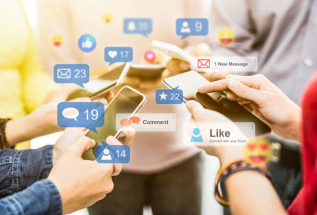 Young people watching a live streaming. social media concept.