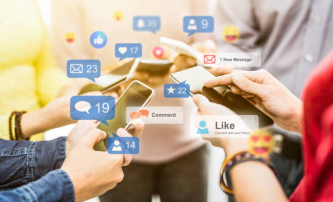 Young people watching a live streaming. social media concept.