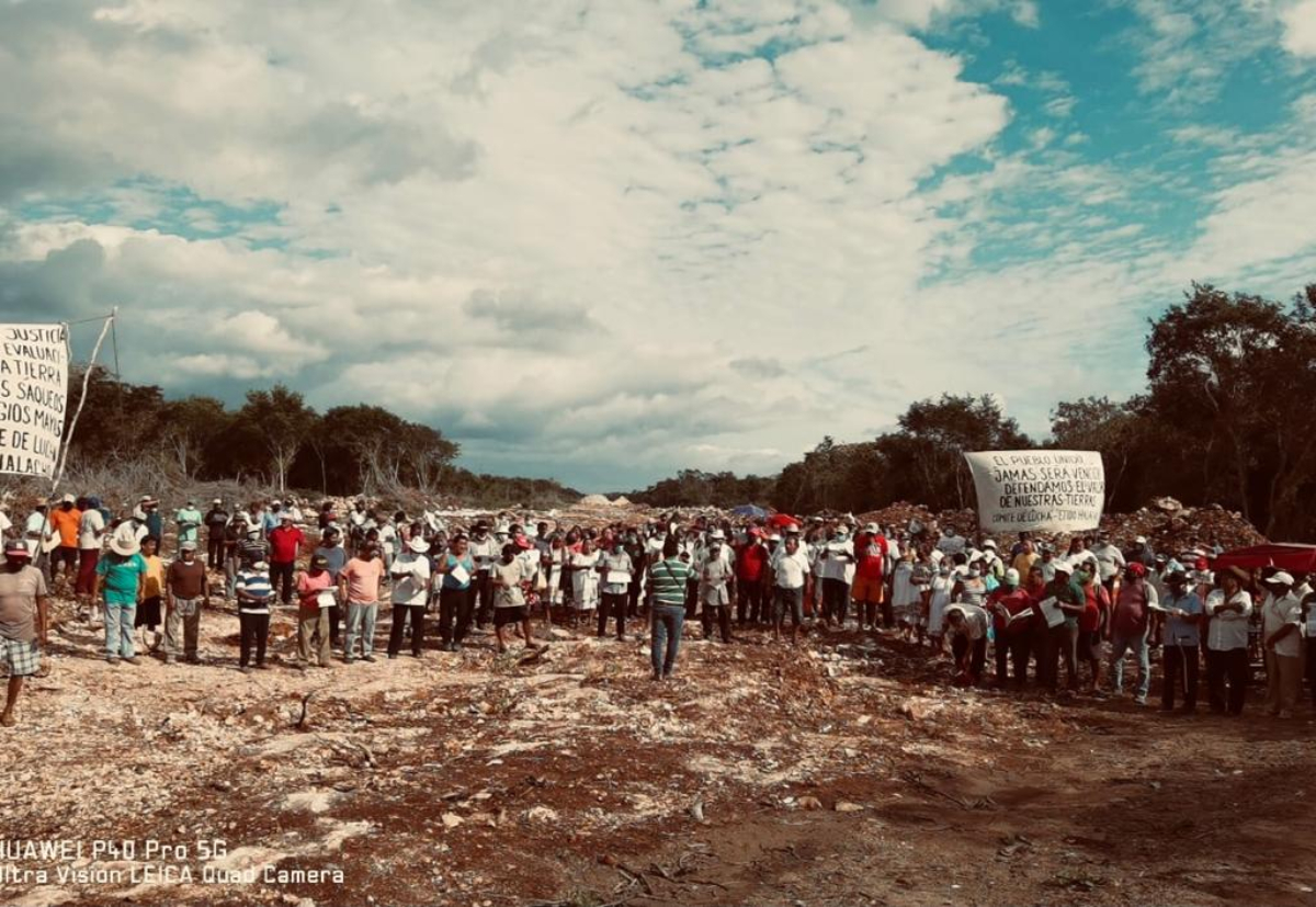 Ejidatarios de Halachó bloquean de nuevo construcción del tren Maya