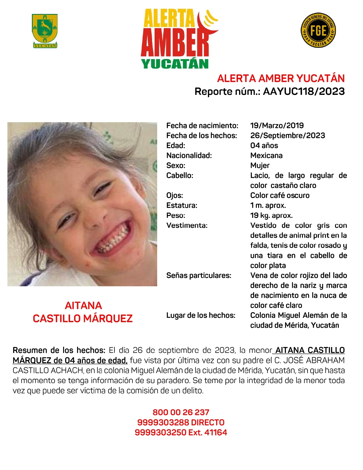 alerta amber aitana