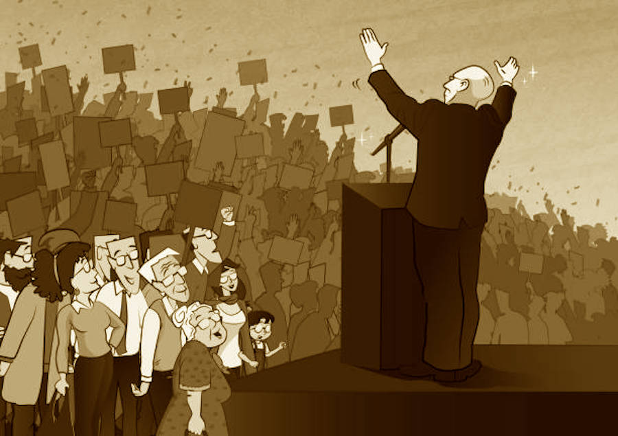 Politician Speaking To A Large Crowd Of People. (used Clipping Mask)