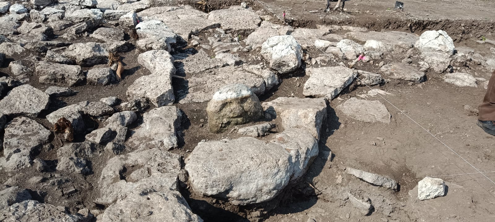 Descubren en ejido de Sierra Papacal, Yucatán, escultura maya con representación de un 'señor anciano'. Foto INAH
